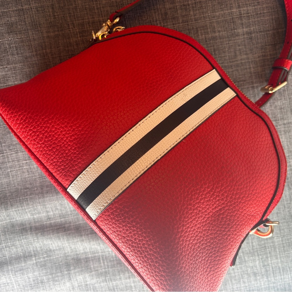 Henri Bendel Red and Black Crossbody Bag with Racing Stripe - Picture 8 of 8